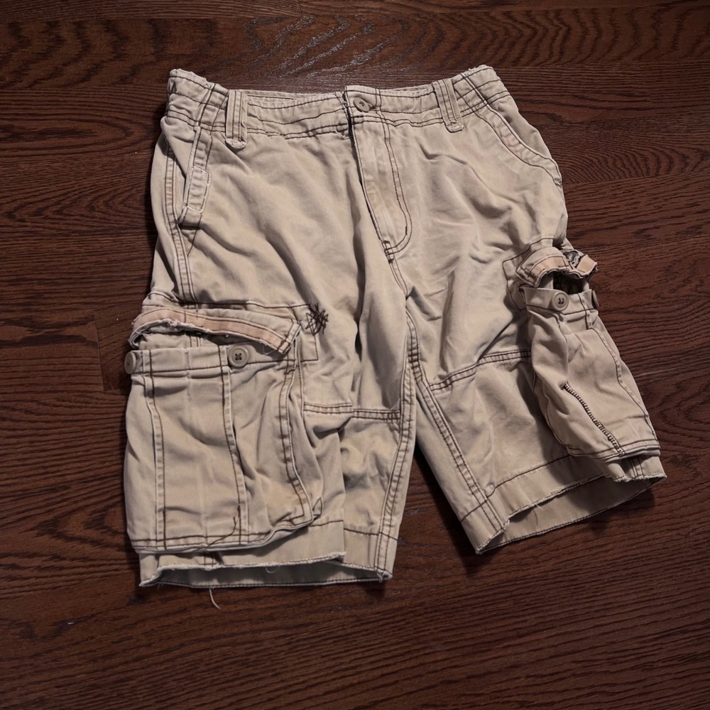 y2k vintage aeropostale men's tan cargo baggy shorts size 30